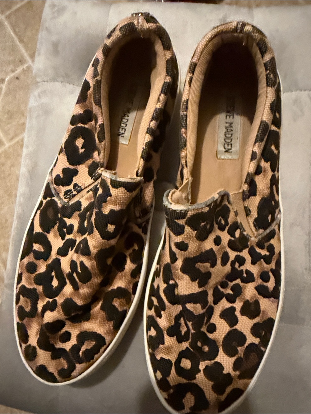 Steve Madden Leopard-Print Slip-On Sneakers - Black & Tan